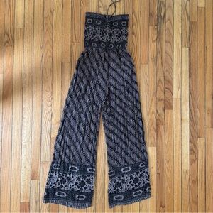 Free People Black and Gray Bohemian Jumpsuit